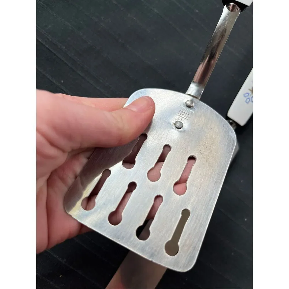 VTG Ekco Floral Handle Spatula Set Mid Century Kitchen Utensils USA
